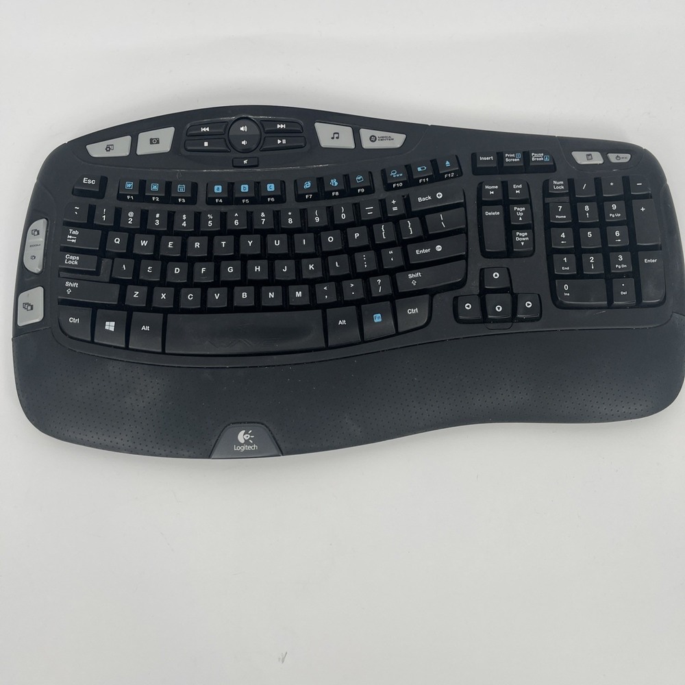 Logitech K350 Wave Wireless Keyboard Ergonomic No USB Dongle‎ - Tested Working
